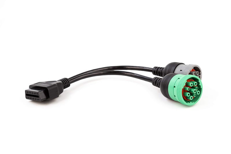 YPP OBD to Type 2 Green9p J1939 and 6p J1708 Split Y Cable for Diesel Truck Diagnostics - Image 2